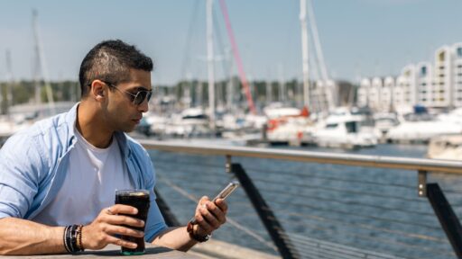 Kent students enjoying the sun at Chatham Maritime Marina.