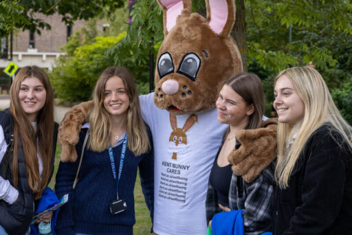 Kent Students meet Kent Bunny, the official mascot of the University of Kent.