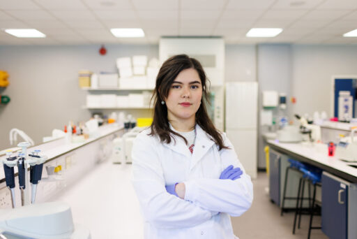 A Kent student in a lab.