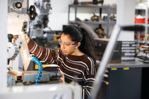 A Kent student works in an engineering lab