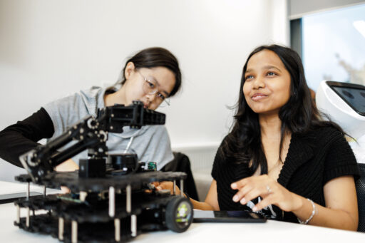 Kent students working on a robot.