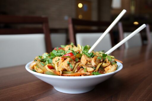 Rutherford Dining Hall's wok bar - bowl of noodles